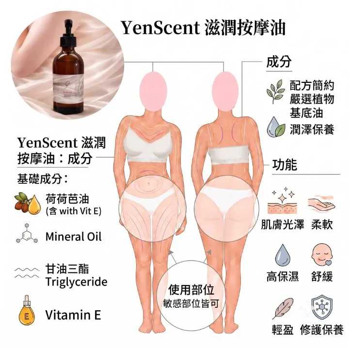 yenscent-滋潤按摩油-荷荷芭油-保濕按摩油-成分介紹.